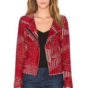 IRO Red Tweed Moto Jacket
